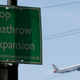 A protest sign in the town of Harmondsworth, which would be partially destroyed by an expansion of Heathrow Airport.